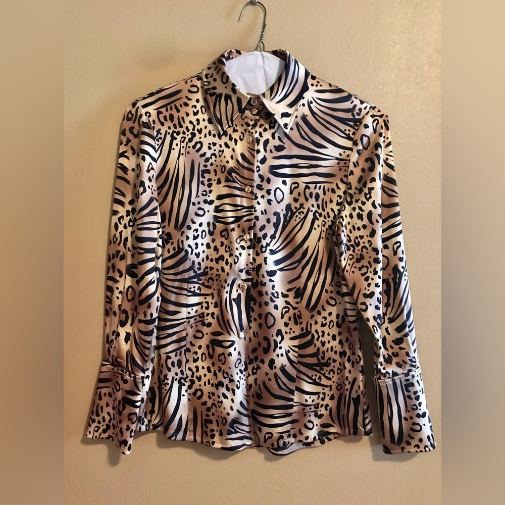 St Johns by Marie Gray Leopard Animal Print Blouse